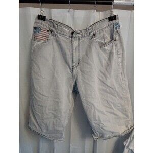 Old Skool / USA Flag Americana Patriotic Wide  Leg Light Denim Shorts Size 40